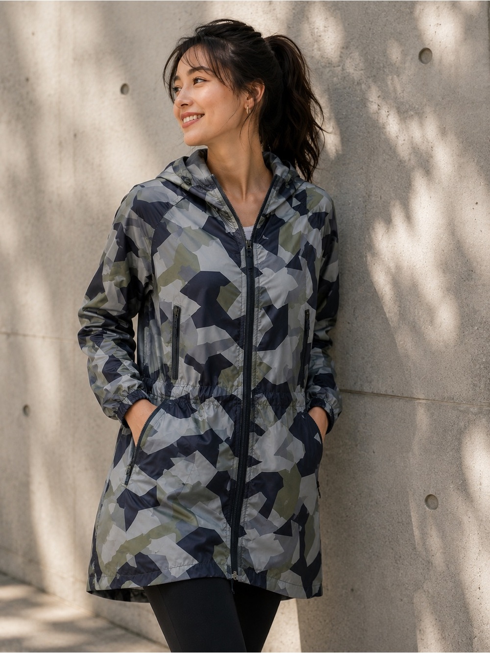 Theory 38 Camo Hooded Rain Jacket Windbreaker Small